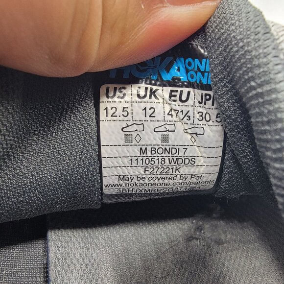 Hoka One One Bondi 7 Mens 12.5 Gray Wild Dove Athletic Running Shoes Casual - Picture 9 of 12